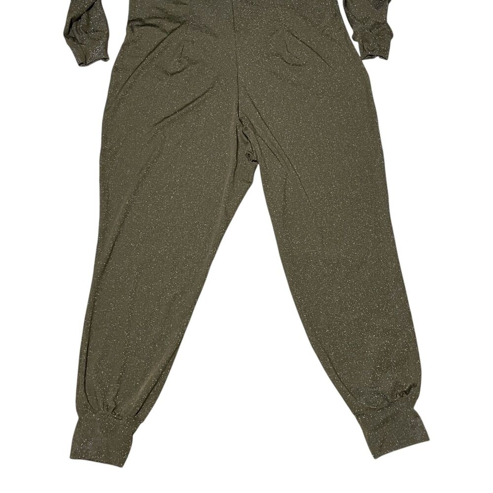 Savage X Fenty Sleep & Shine Hooded One Piece Lurex Jumpsuit 2X Olive Green - Picture 7 of 11